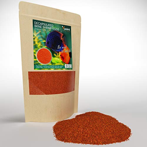 Vpoint Decapsulated Brine Shrimp Eggs, Premium Fish Food, Deluxe Fresh Feeder for Freshwater Fish, Saltwater Fish, Golden Fry, Corals, Essential Planted Concepts for Water Pets