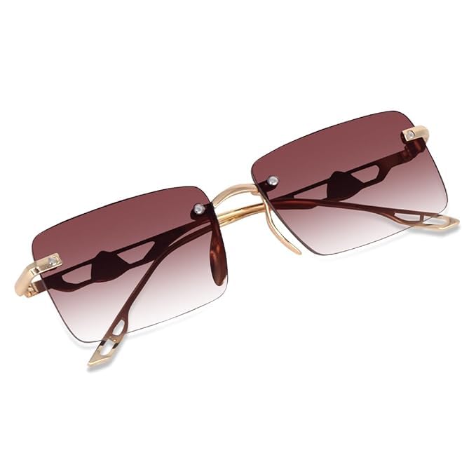Image of IFLASH UV Protected Rectangular Rimless Sunglasses for Men and Women