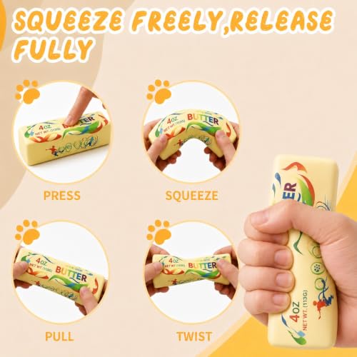 Image of 1PCS Butter Squishy - Slow Rising Butter Squishy Toy, Realistic Food Fidget Toys for Adults, Soft PU Material, Sensory Anxiety Relief & Focus Aid, Portable 5.5 Inch Squishy Butter - Football Color