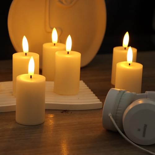 Image of CANDLE CHOICE Battery Operated Flameless Votives with Remote Auto Daily Cycle Timer Long Lasting Realistic Black Wick Electric LED Candles Wedding Party Holiday Halloween Christmas Decorations 6 Pack