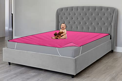 Image of The Furnishing Tree Mattress Protector /Waterproof Bedsheet Size WxL 36x78 inches Single Bed One Unit Polyester Pink