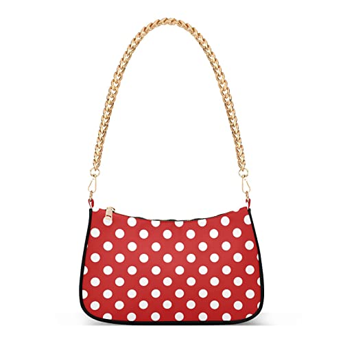 OTVEE Christmas Retro White Red Polka Dot Shoulder Bags for Women Small Handbags Mini Clutch Purse - Main Image