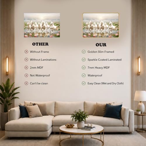 Image of 7 Running Horses Vastu Photo Frame, 8x12 Inch