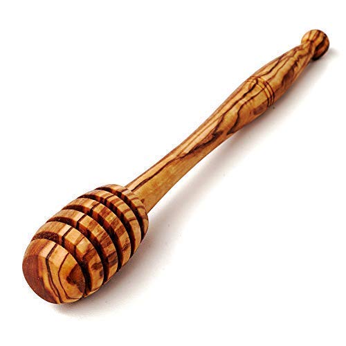 Olive Wood Honey Spoon and Spiral Dispenser