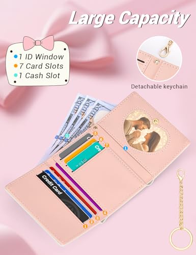 Image of BIAOTIE Coquette Bow Wallet for Women, Small Slim Trifold Womens Wallet with Key chain Cute Aesthetic Card Holder ID Window for Girl (White)