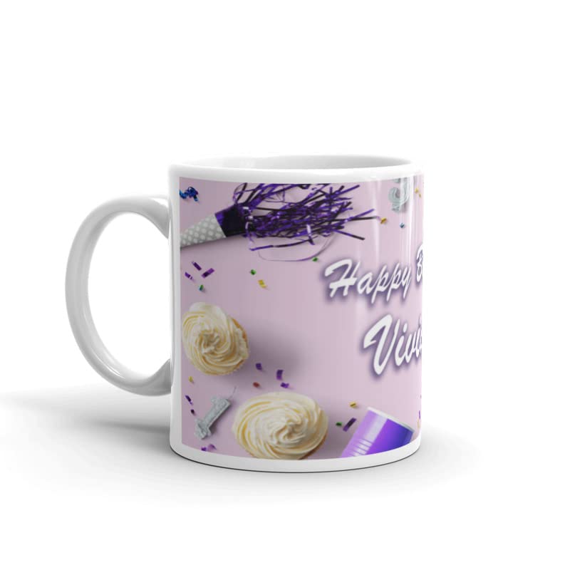 RISHRISH Coffee Tea Mug Ceramic 350 ml | Vivian Name Design Printed Cups
