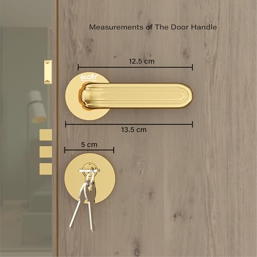 Image of GLOXY Mortise Door Locks for Main Door, Main Door Lock, Left & Right Door Compatibility Door Lockset with 3 Key Lock Body & Cylinder for Kitchen | Gold Finish (2 Years Warranty, Pack of 1)