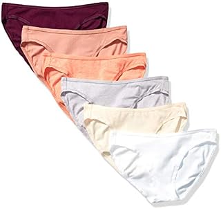 Amazon Essentials Women's Cotton Bikini Underwear, Plum Neutrals, S (Pack of 6)