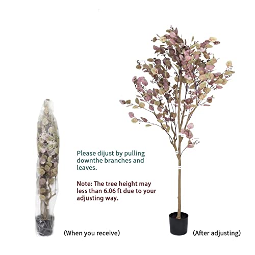 Diiger Artificial Tree 6Ft (71 In) Tall Artificial Eucalyptus Tree, Fake Silver Dollar Leaves Faux Eucalyptus Stems, For Home Office Perfect Housewares Gift Decoration （Red Leaf）… #TOP4