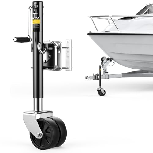 KYX 2200 Lbs Boat Trailer Jack with 6 Inch Dual Wheel 10.2 Vertical Lift Heavy Duty Swivel Tongue Jack for RV Boat Horse & Utility Trailers