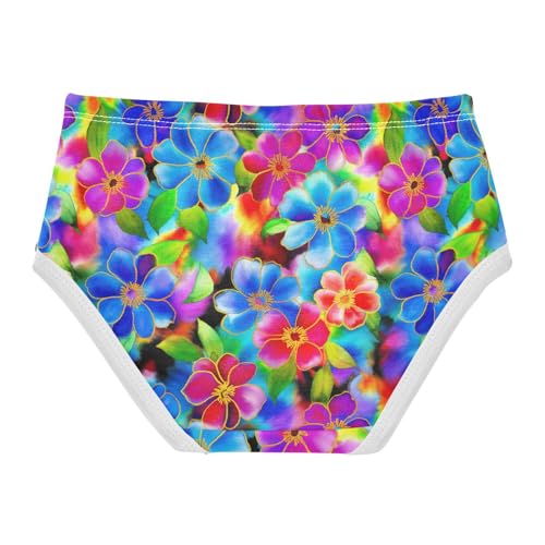 Joisal Watercolor Flowers Blue Colorful Toddler Girls Underwear 2t Cotton Panties Little Girl Pattern Briefs Kids Undies2