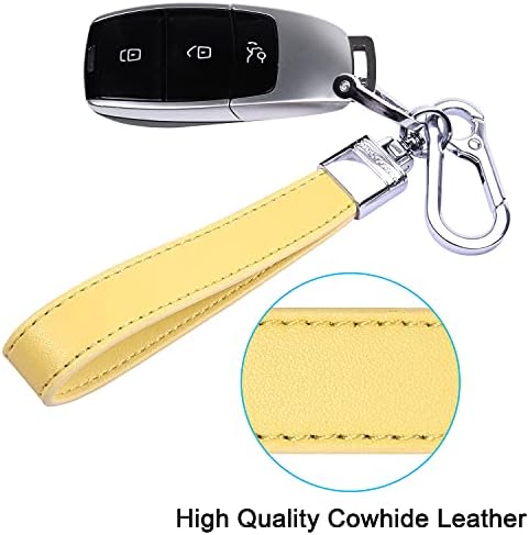 wisdompro Genuine Leather Car Keychain, Universal Car Key Chain Holder with 3 Keyrings and 1 Screwdriver for Men and Women