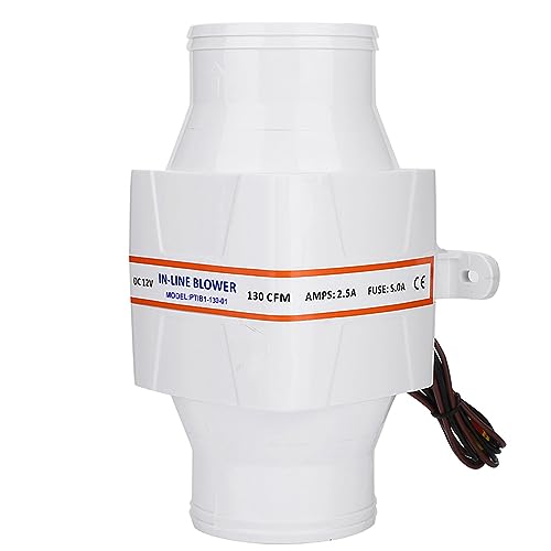 Glomora Ventilador de 12 V para tuberías,Ventilador de Sentina Marina en línea de 76mm Ventilador Extractor de Aire Silencio,para Yates Edificios Caravanas Oficina Hotel Baño