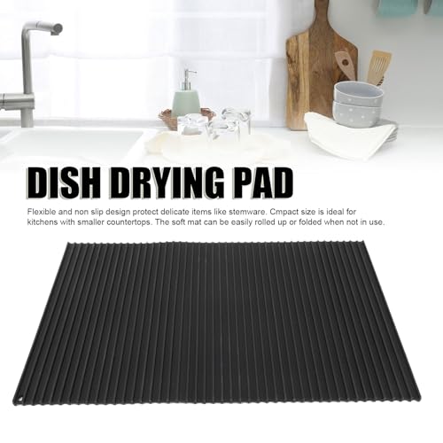 Tapis de séchage de vaisselle en silicone auto-drainant noir - 4