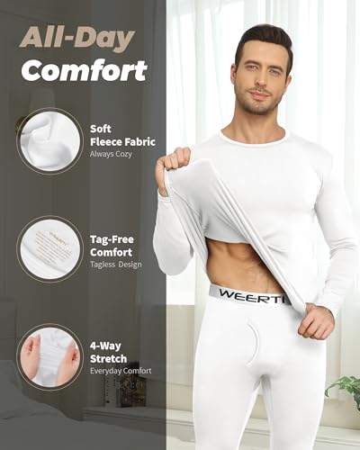 image for WEERTI Thermal Underwear for Men Long Johns with Fleece Lined Base Lay
