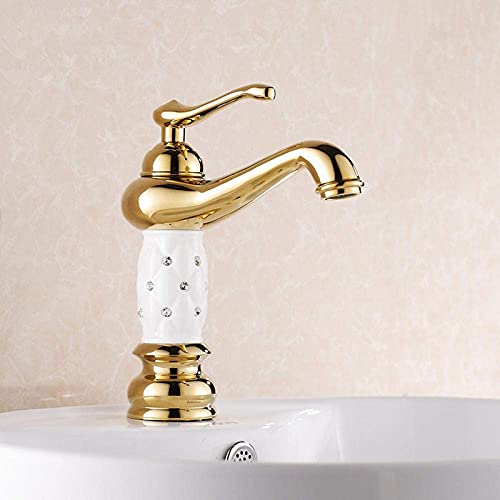 Mitigeur eau froide et chaude or robinet de lavabo en cuivre design