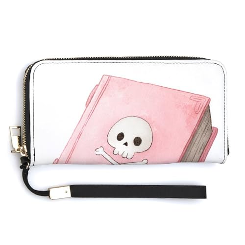 Pastel Pink Spell Book PU Leather Clutch Long Bifold Wallet, Coin Purse Credit Pass Case, Durable Card-Holder Money Storage for Women Men