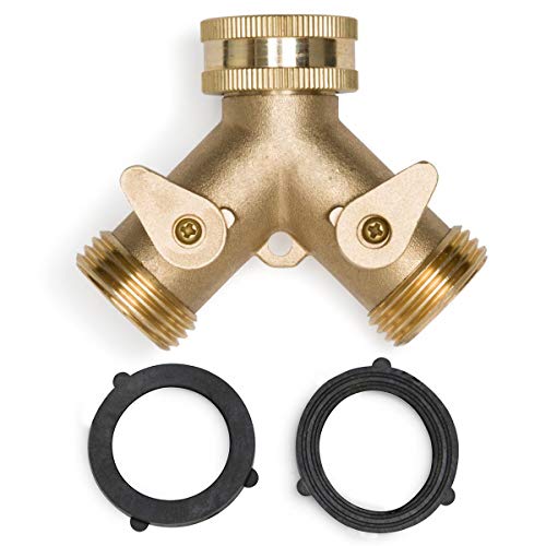 Carremark Mode jardín Manguera Conector con 2 pcs Tubos Laveuse Pesados en latón y Forma 2 Vías Grifo Splitter