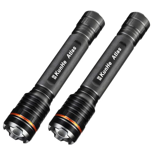 KunHe Heavy Duty 3D Cell LED Flashlights Large Aluminum Zoomable High Lumens 1000 LM Battery Powered Police Flash Light- Big Flashlight for Home Emergency Power Outages Camping Car