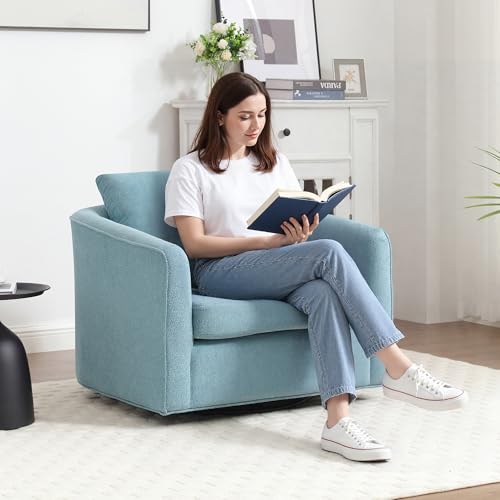 MINCETA Oversized Swivel Barrel Chair