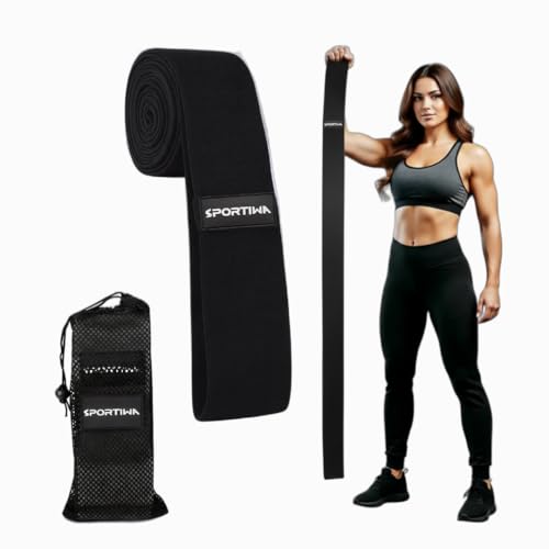 76' Inch Premium Extended Length Fabric Resistance Bands for Working Out – 3' Wide Non-Slip Extra Long – No Pinching & Snapping – Exercise Workout Fitness Stretch Band for Pilates (Black)