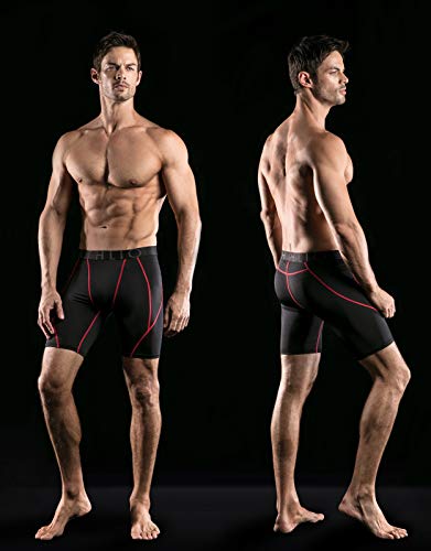 ATHLIO Men's Athletic Cool Dry Compression Shorts, Sports Performance Active Running Tights, 3pack(bsp06) - Black/Charcoal/Orange, XX-Large - Thumbnail 6
