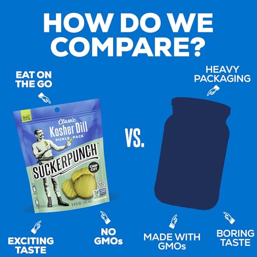 SuckerPunch Classic Dill Pickle Chips, Snack Pack, Gluten Free, Kosher, Sugar Free, Low Calorie, Low Carb, Ready to Eat, on the Go, Non GMO, Keto Friendly, Vegan, 3.4 Oz, Single Serve Pouch (12 Pack) - Thumbnail 5