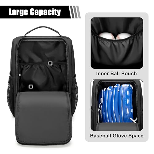 GOBUROS Single Baseball Glove Case, Baseball Glove Holder for Softball & Baseball Glove, Black Baseball Glove Bag with Multiple Storage Pockets by GOBUROS - Image 2