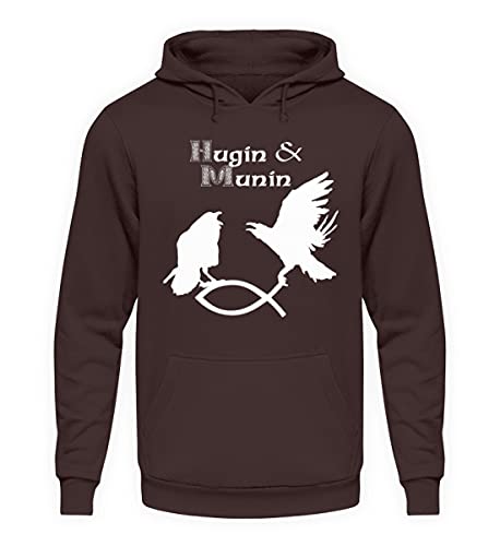 Pull à capuche marron S Hugin & Munin unisexe contre le froid quotidien
