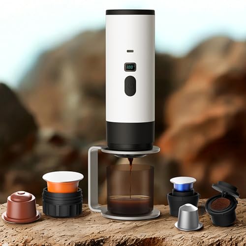 Petyoung 3 in 1 Kaffeemaschine, Tragbare Elektrische Espressomaschine,12 V, Kaffeemaschine to go für Camping, Auto, Wohnmobil, Reise, Kompatibel mit Gemahlenem Kaffee und NS- Kapsel, Weiß – Bild 7
