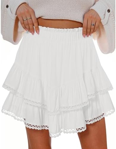 Flowy Shorts for Women Summer Casual Lace Skorts Boho High Waist ...