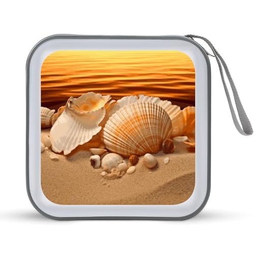 Pochette CD et DVD motif Coquillages et sable pour organiser vos voyages en voiture