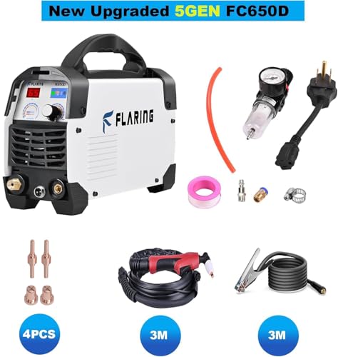 FLARING Plasma Cutter,65 Amp Plasma Cutter Machine 120V 240V 4/5" (20mm) Max Cutting 1/2" (12.7mm) Clean Cut IGBT High Frequency Inverter Touch ARC Plasma Cutter with Consumable Set Update 5th FC650D
