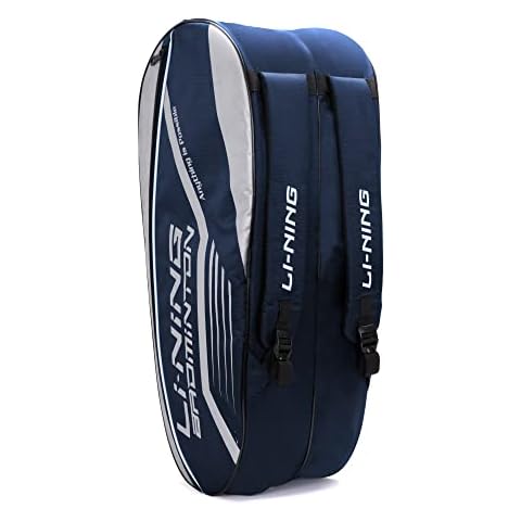 Li-Ning Hot Shot Double Zipper Polyester Badminton Kit Bag (Navy, Silver) Cover