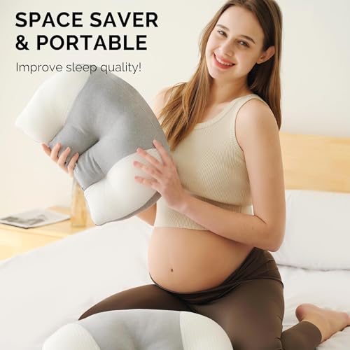 Image of pobopobo Maternity Pillow for Pregnant Women - Pregnancy Pillow for Comfort & Support, Perfect for Side Sleeping, Back Pain Relief, Soft Maternity Pillows for Women