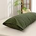 BESTOUCH 100% Washed Cotton Pillowcase for Hair and Skin Linen Feel Soft Comfortable Breathable 1 Pcs Pillow Case with Envelope Closure Solid Olive Green Body 20x54 Inches