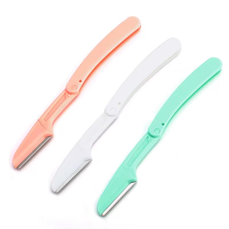 Foldable Face Razors – Precision Facial Hair Trimmers for Women and Men (3-Pack, Assorted Colors)