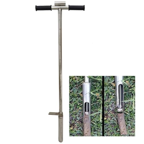 INTBUYING 40’’ Soil Sampler Probe Soil Test Probe with 8’’Sample Ejector and Foot Pedal T Rubber Handle Stainless Steel 1.5inch Dia for Soil Sampling Lawn Garden Farm