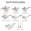 Caannasweis 20Pcs Cookware Sets, Nonstick Pots and Pans Set, Granite Induction Cookware, Non Stick Kitchen Cooking Set, Grayish White Grill Pan Set, PFOS PFOA Free #2