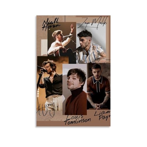 Lebaito One Poster Direction Music Band Vintage Retro Cover Póster firmado para habitación, lienzo estético para decoración de pared, dormitorio, 12 x 18 pulgadas (30 x 45 cm)