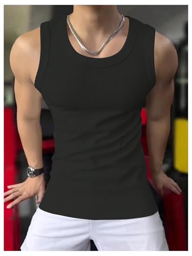 Men's Summer Tank Tops Sleeveless Undershirts Tank Basic Workout Gym Muscle Shirts4