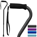Vive Offset Walking Cane with Comfort-Foam Handle - for Women, Men, Seniors - Lightweight & Adjustable Single Point Walking Stick with a Non-Slip Tip for Stability, Balance, & Support (Black)