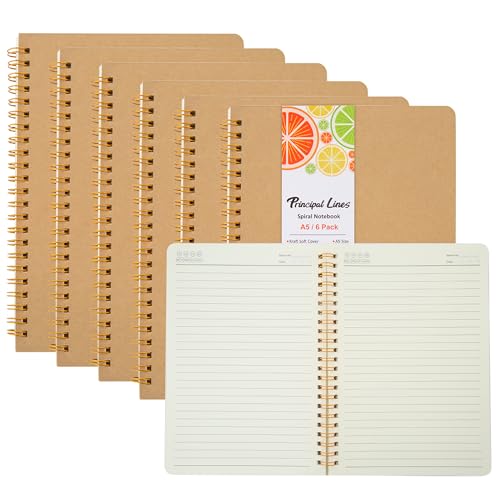 Carnets à spirales pour le travail et l'école, 6 cahiers de notes lignés pour le quotidien