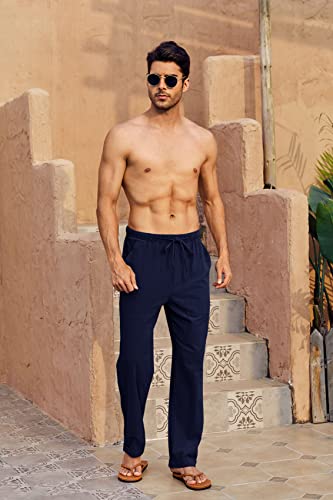Image of Gafeng Mens Linen Pants Yoga Casual Beach Summer Harem Baggy Trousers