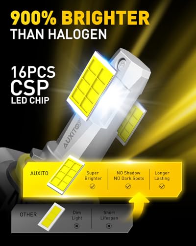 Image of AUXITO 9007 /HB5 Bulbs High /Low Beam, 70000LM 6500K Ulitra Bright White, HB5 Halogen Raplacement Fog Lights with Fan, Wireless Plug and Play, Canbus Ready, Pack of 2