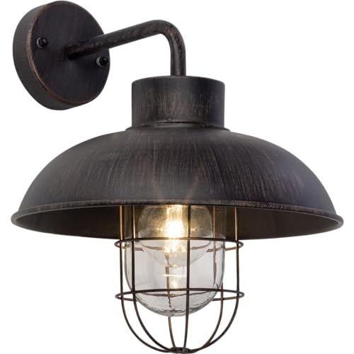Lightbox Außenwandleuchte - LED-Wandlampe für draußen - Vintage-Stil - exkl. Leuchtmittel E27 - wetterfeste hängende Außenleuchte