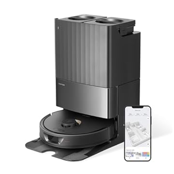 roborock Qrevo Robot aspirapolvere con funzione di pulizia, stazione di aspirazione 5500 Pa, capacità di aspirazione, mappatura 3D, mocio a doppio rotante, riempimento automatico dell'acqua,