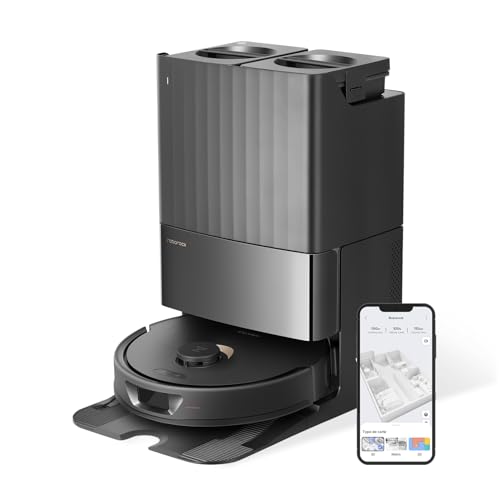Roborock Qrevo Saugroboter mit Wischfunktion Absaugstation 5500 Pa Saugkraft, 3D-Kartierung, Doppeldrehmopps Wischroboter automatische Wasser-Befüllu