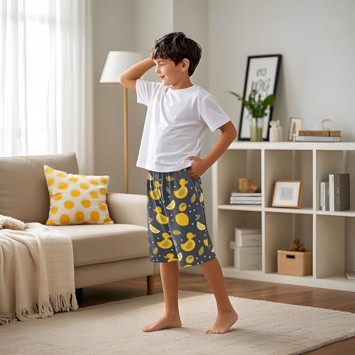 Yellow Ducks Lemon Sleep Shorts Summer Pajama Shorts Elastic Waist Sleep Bottoms with Pockets 6-14 Years4