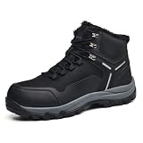 Stasslang Men's Waterproof Snow Boots Insulated Winter Boots with Non Slip Rubber Sole FurLined Warmth for Hiking Shoveling Work And Daily Commute（Black-41.5）